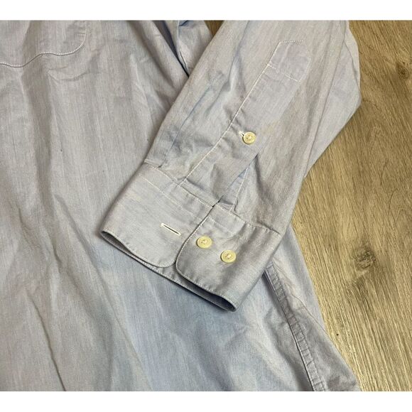 Lauren Ralph Lauren Men's 16.5 34/35 Blue Cotton Button Up Dress Shirt - Picture 3 of 7